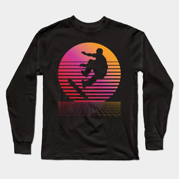 Vintage Skateboarder Retro Skateboarding Lovers Boys Skater Long Sleeve T-Shirt by Sowrav